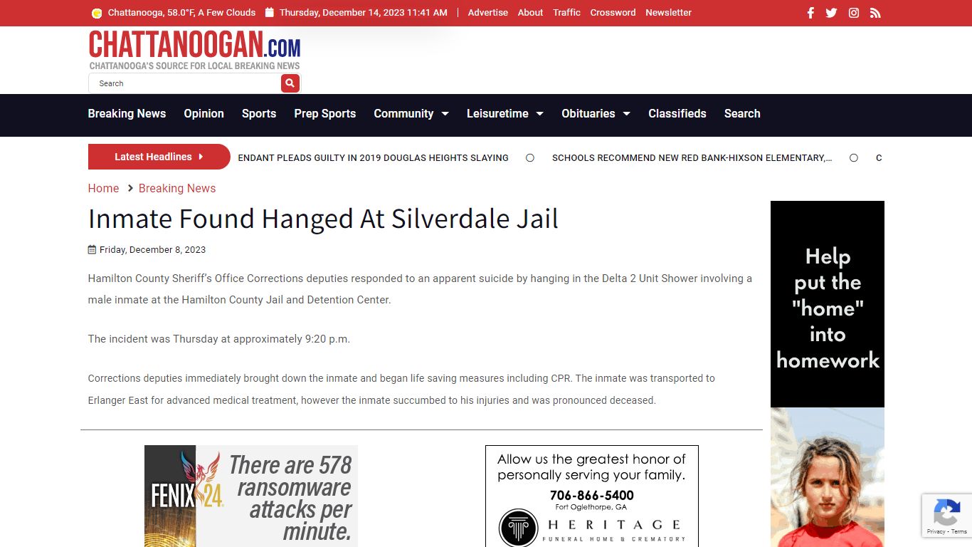 Inmate Found Hanged At Silverdale Jail - Chattanoogan.com